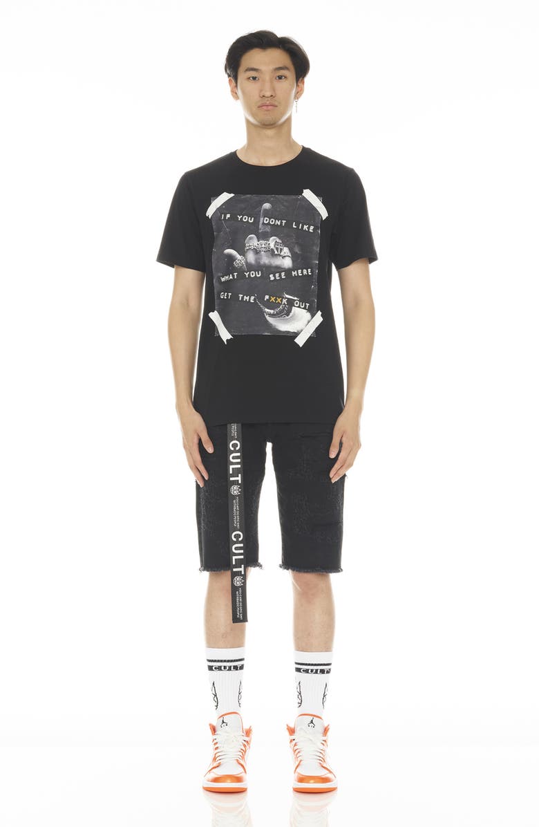 Cult of Individuality Rocker Belted Denim Shorts, Alternate, color, Grunge