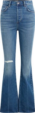 Favorite Daughter The Valentina High Waist Raw Hem Flare Leg Jeans