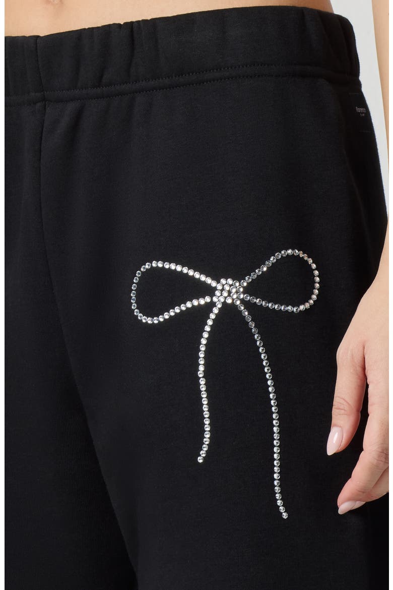 Crystal Bow Detail Joggers, Alternate, color, BLACK