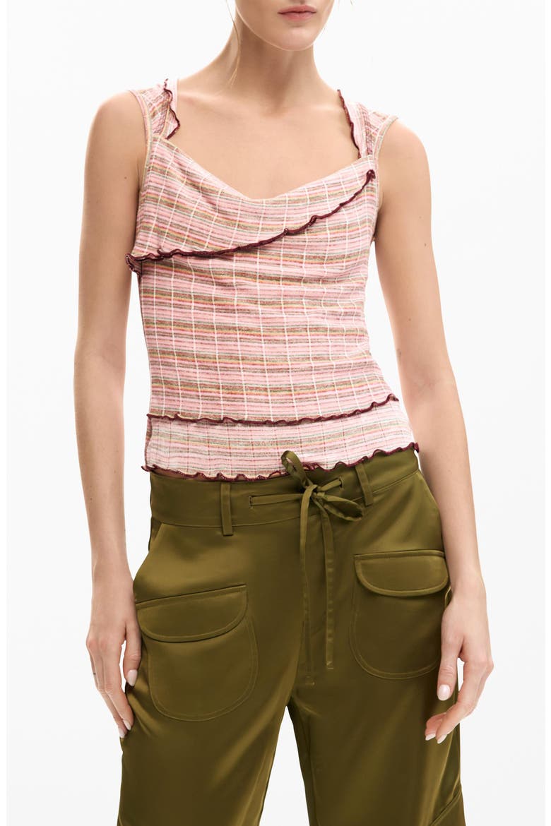 Lettuce Edge Sleeveless Top, Main, color, PINK MULTI