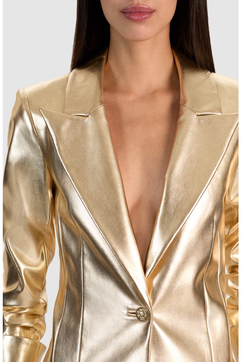 Burns Faux Leather Blazer, Alternate, color, GOLD