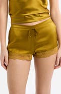 Etam Milky Lace Trim Washable Silk Satin Pajama Shorts