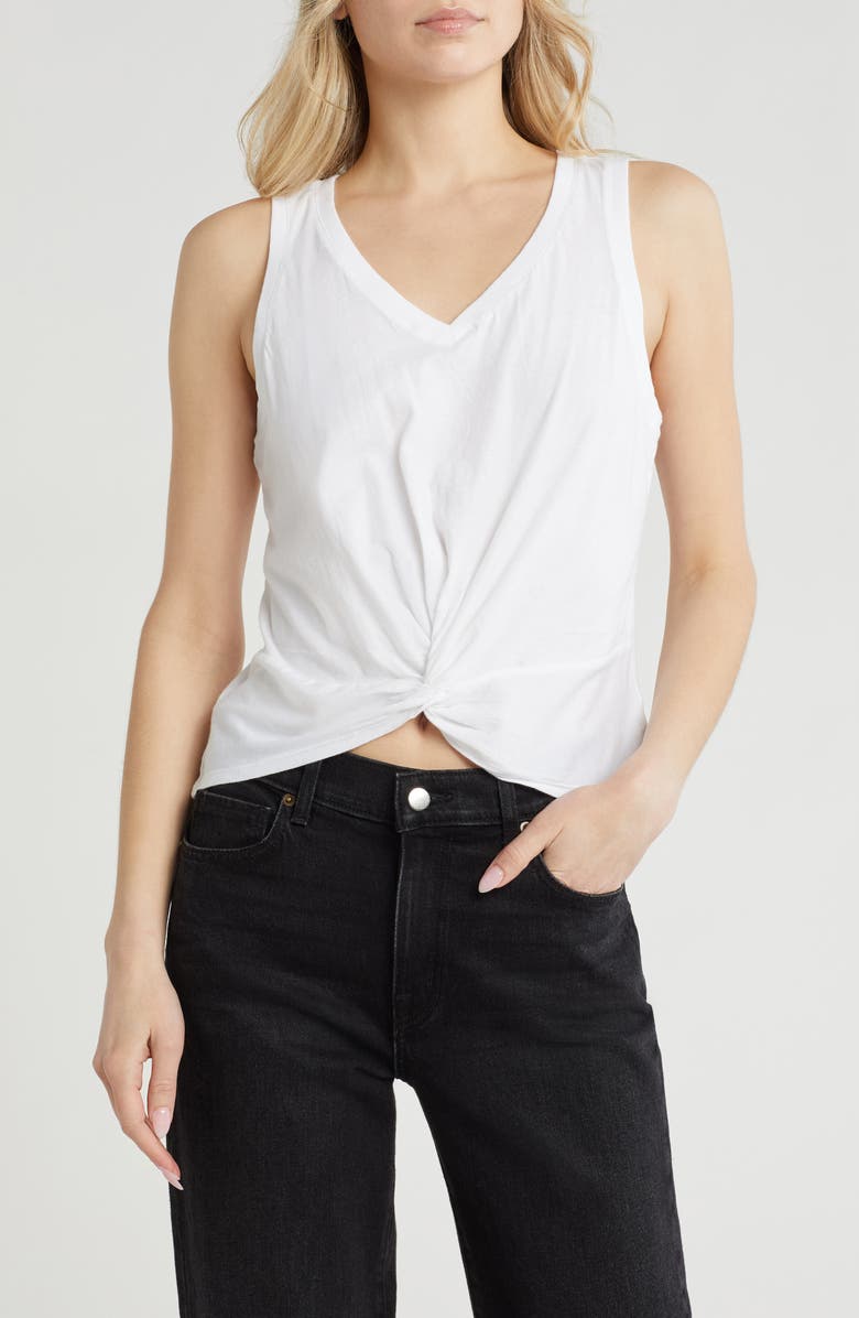 Melrose and Market Twist Front Tank Top, Main, color, White