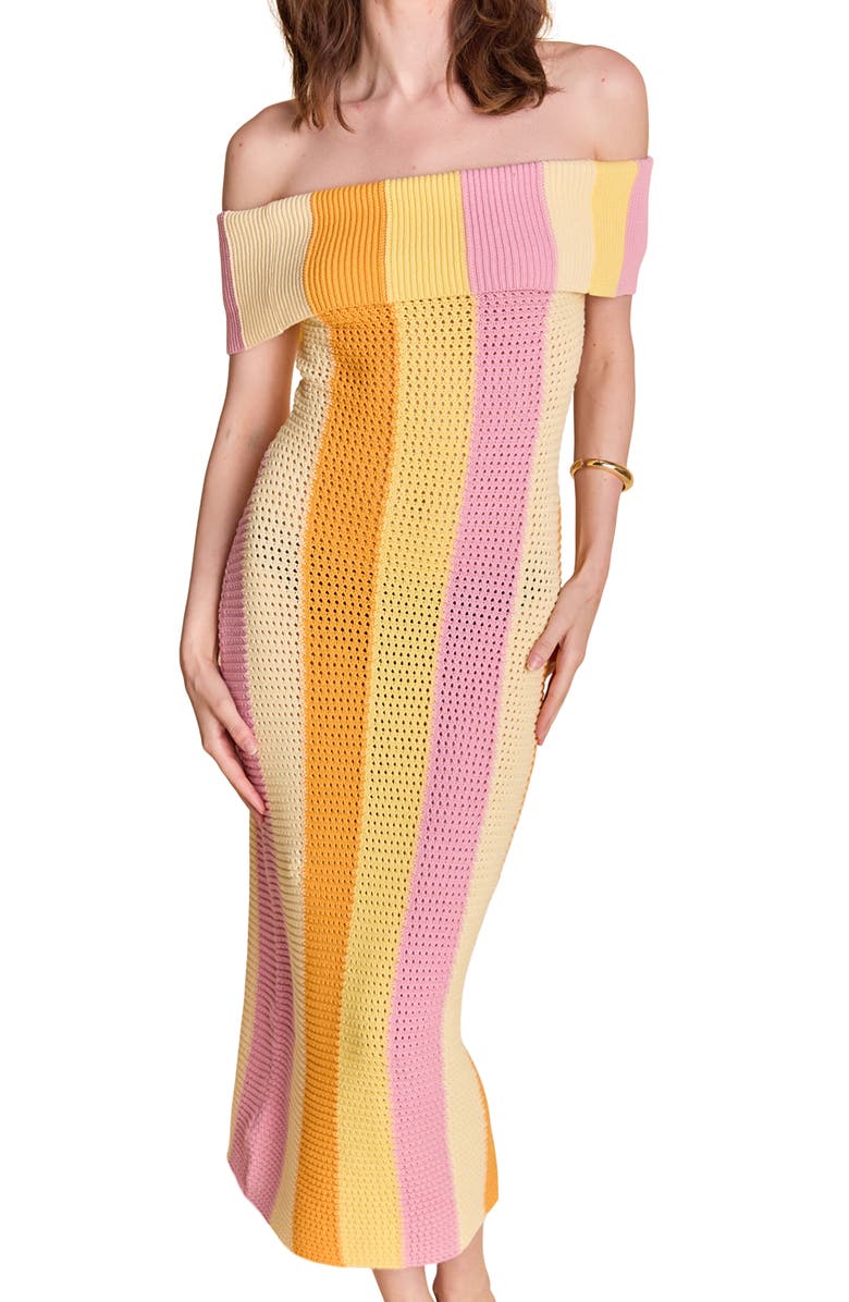 Endless Rose Off the Shoulder Knit Dress, Alternate, color, Sunrise