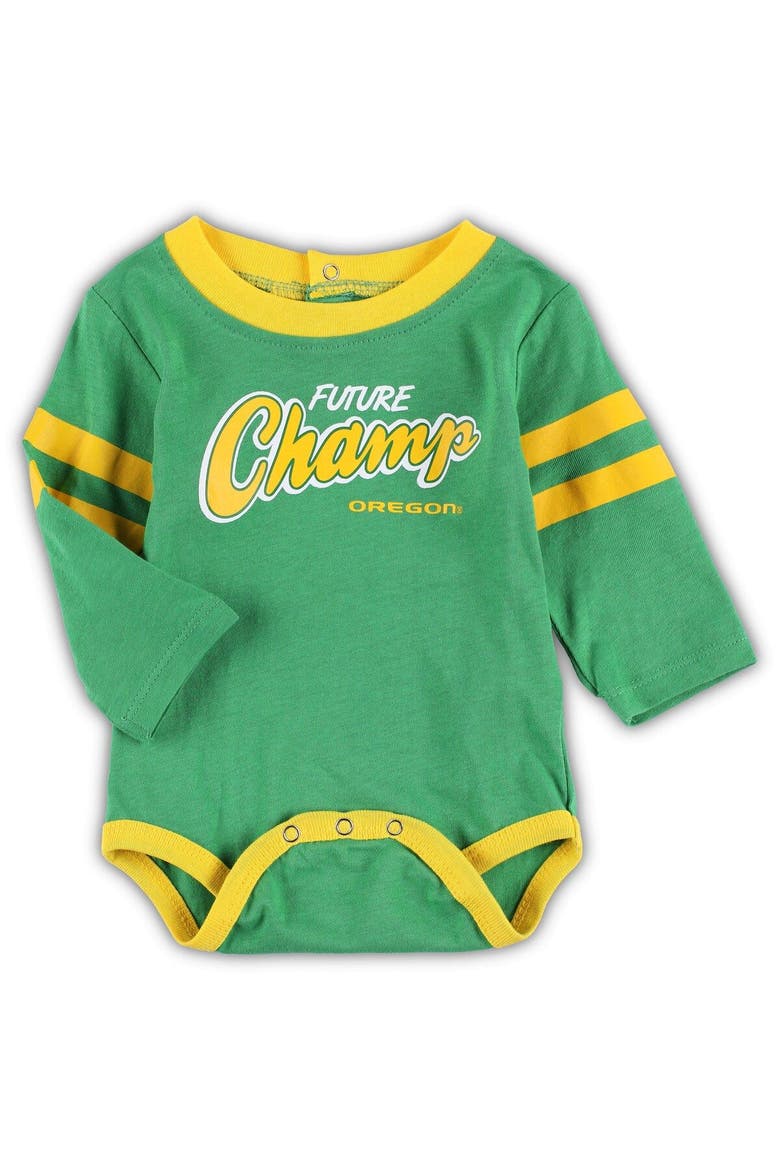 Newborn & Infant Green/Gold Oregon Ducks Little Kicker Long Sleeve Bodysuit & Sweatpants Set, Alternate, color, Green