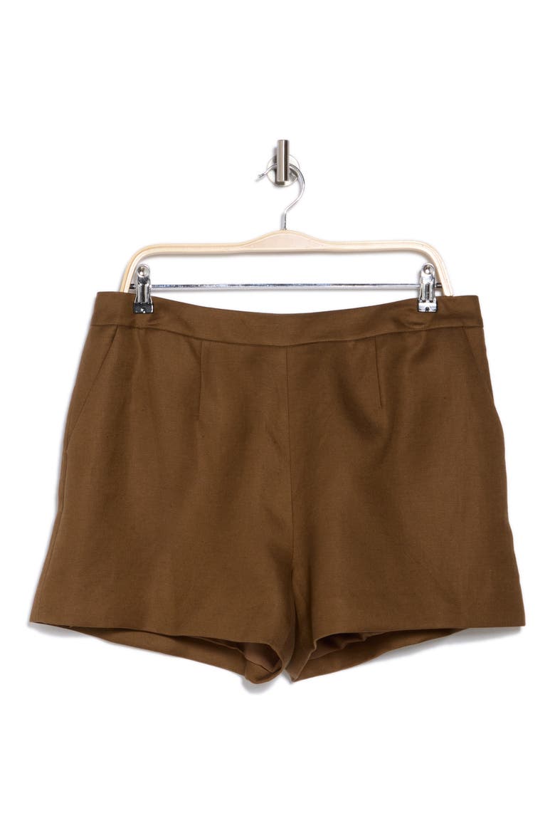 Ashton Linen Blend Shorts, Alternate, color, BROWN OLIVE