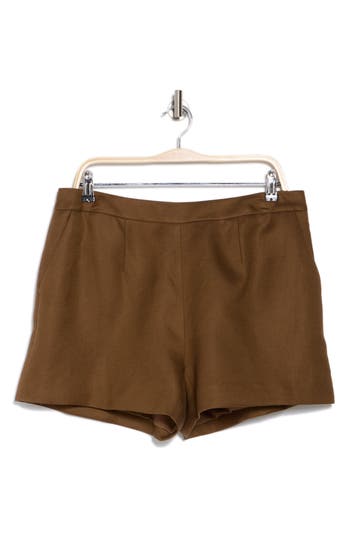 L'agence Ashton Linen-blend Short In Brown Olive