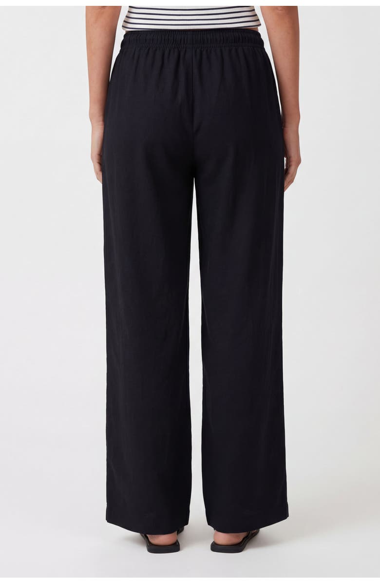 Solomon & Sage Cotton Wide Leg Drawstring Trousers, Alternate, color, Black