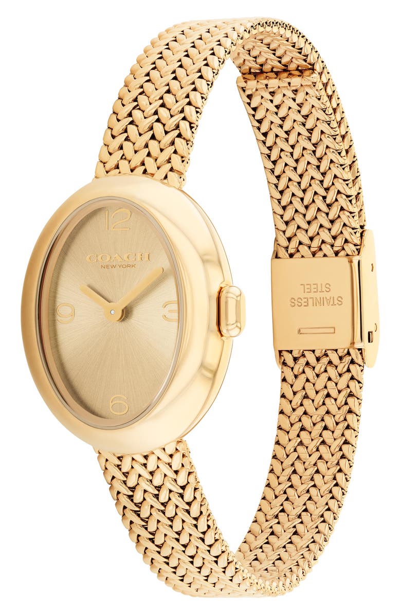 COACH Sammy Mesh Strap Watch, 22.5mm, Alternate, color, Thin Gold