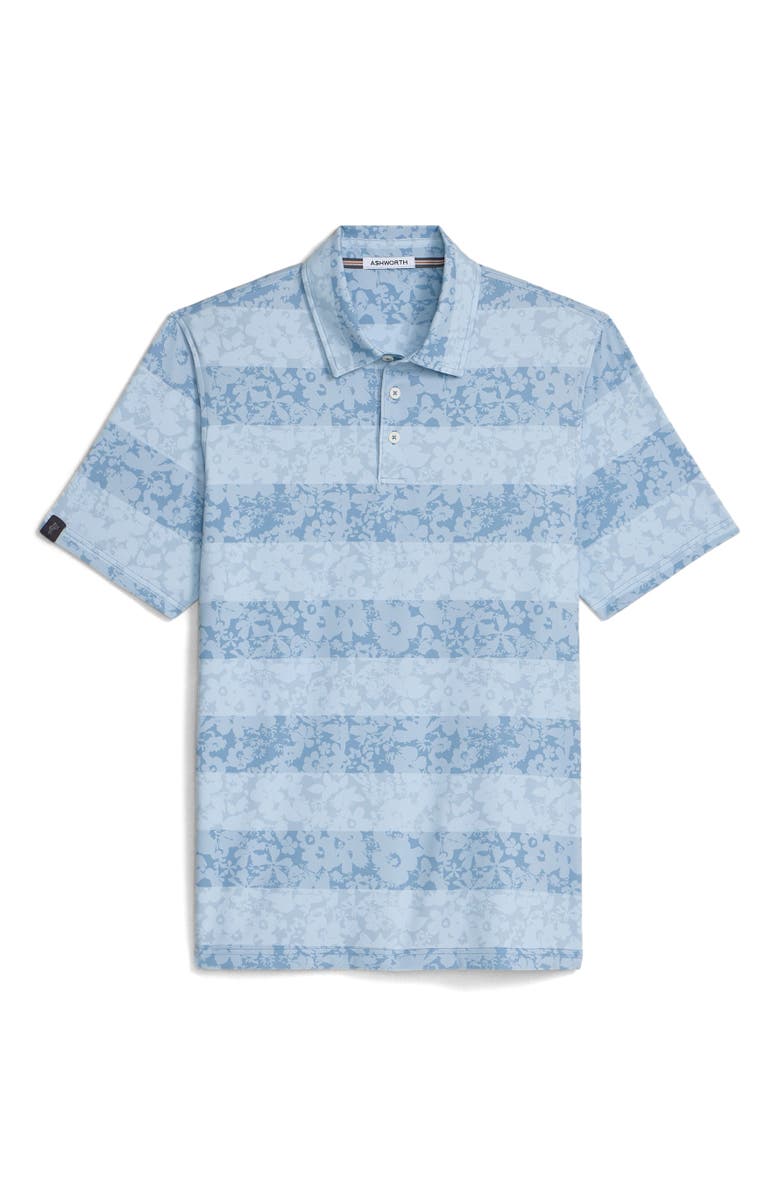 ASHWORTH GOLF Floral Rugby Polo, Main, color, Denim