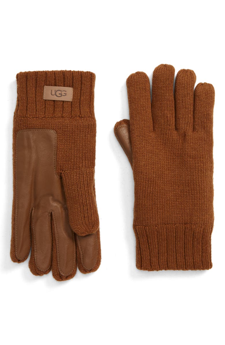 UGG<sup>®</sup> Knit Tech Gloves, Main, color, Chestnut