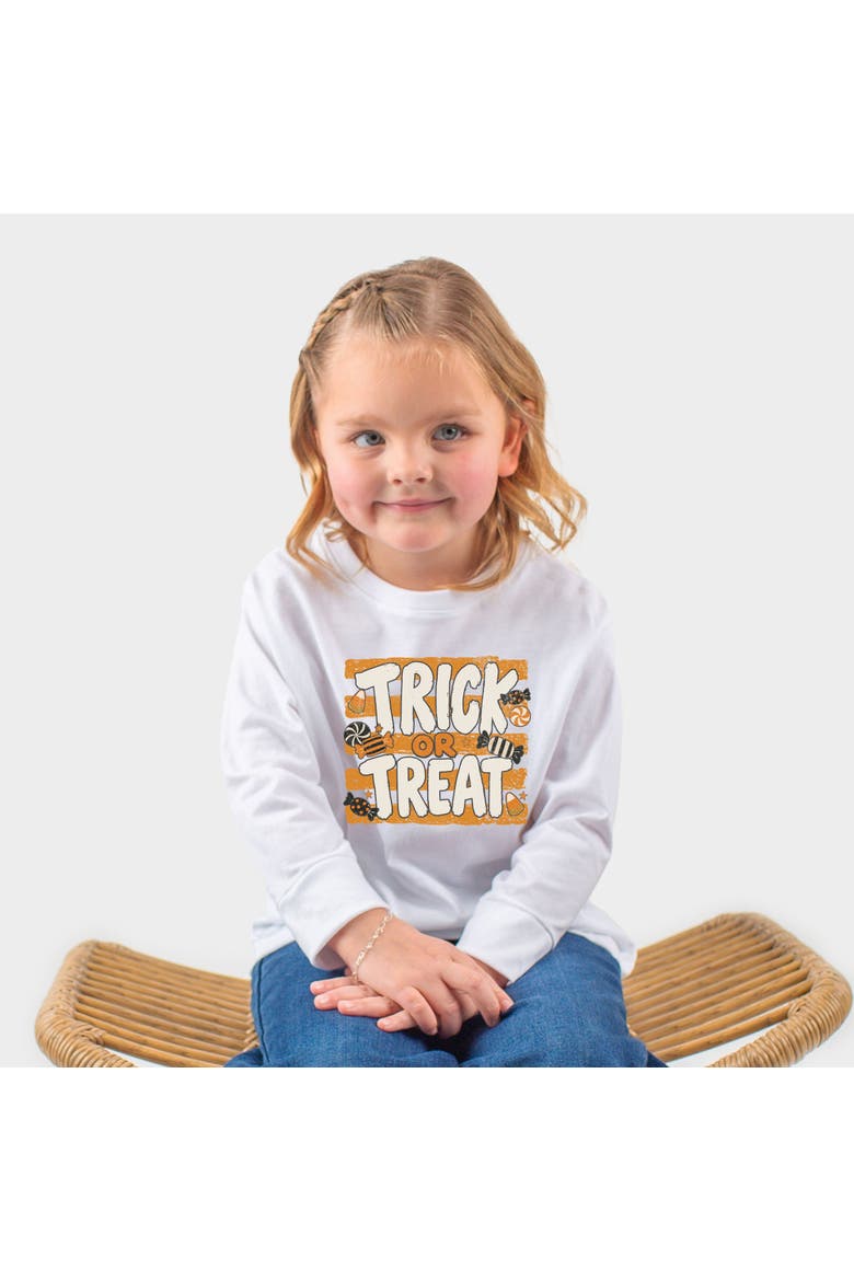 Trick or Treat Stripes Long Sleeve Tee Toddler, Main, color, White