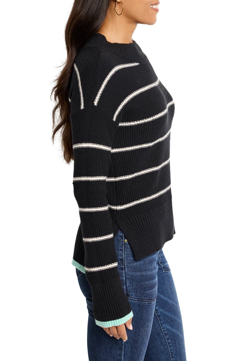 NIC+ZOE Striped Waffle Stitch Sweater, Alternate, color, Black Multi