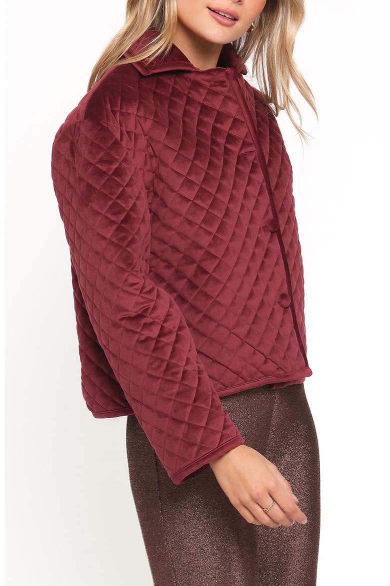 Roxanna Quilted Velvet Jacket, Alternate, color, WINE