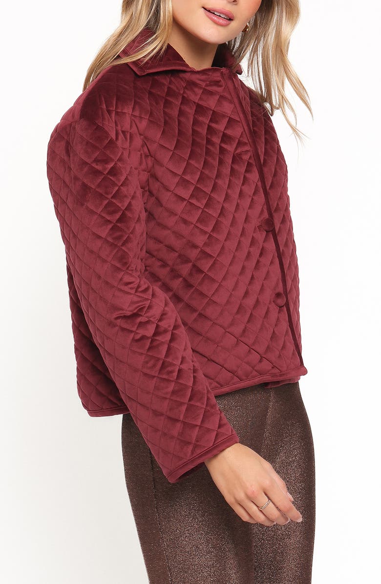 Petal & Pup Roxanna Quilted Velvet Jacket, Alternate, color, Wine