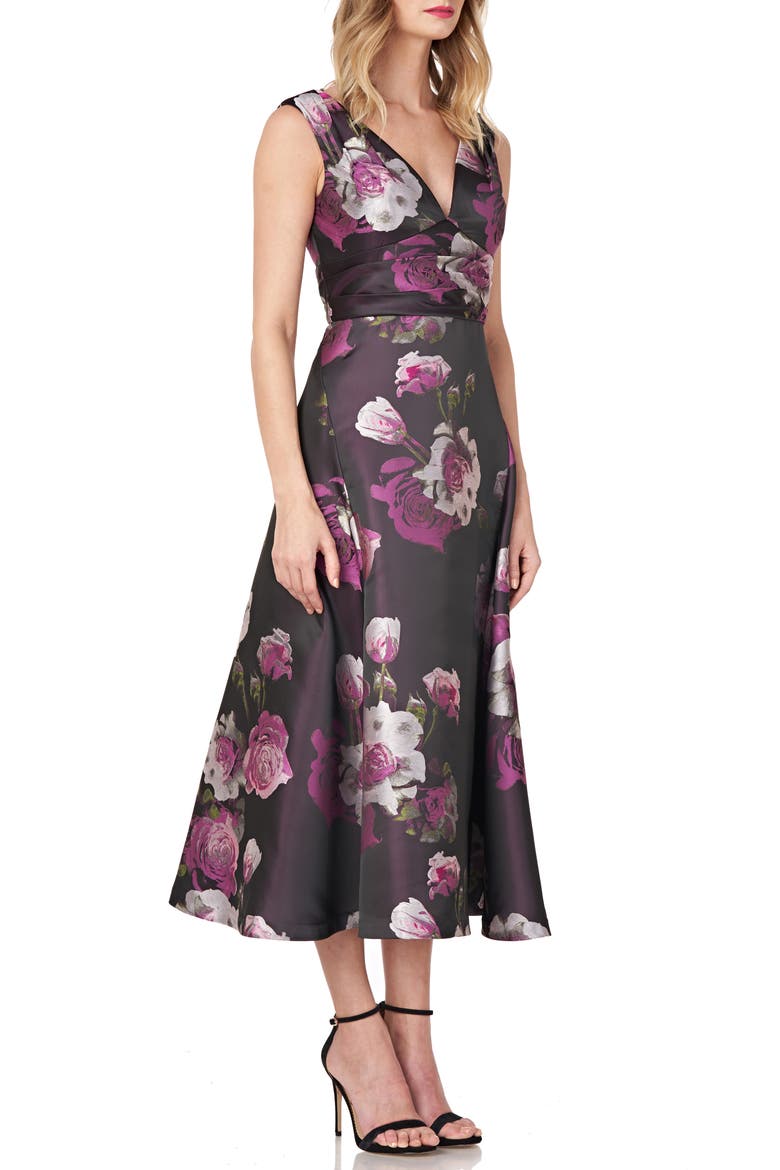 Vivienne Floral Dress, Alternate, color, PLUM MULTI