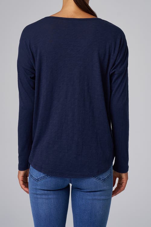 Franne Golde Slub Jersey Relaxed Long Sleeve Tee In Blue
