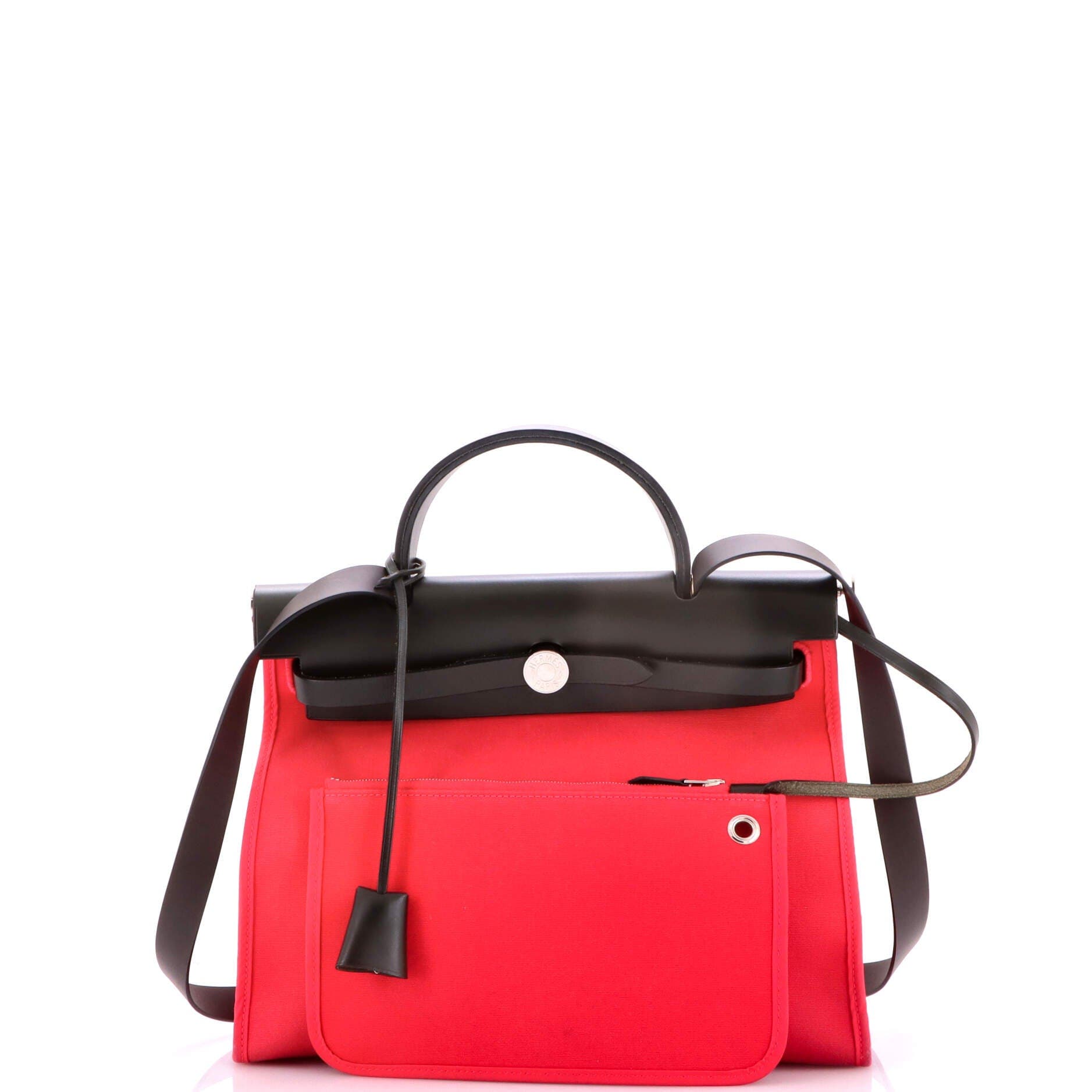 Pre-Owned Hermes Herbag Zip Leather and Toile 31, Alternate, color, Rose Extreme