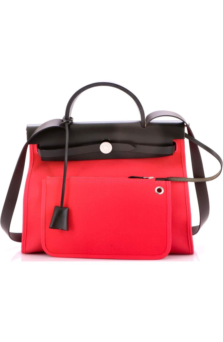 Pre-Owned Hermes Herbag Zip Leather and Toile 31, Alternate, color, Rose Extreme