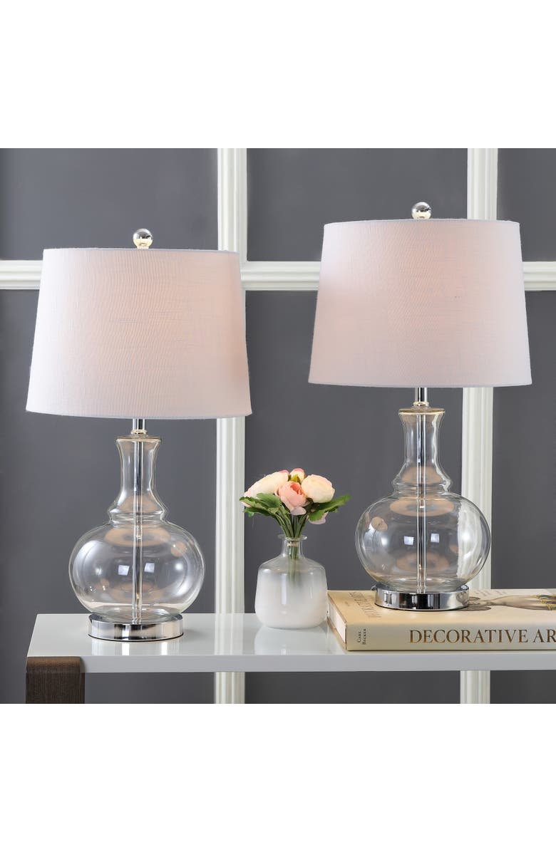 JONATHAN Y Lavelle 25" Glass LED Table Lamp, Alternate, color, Clear