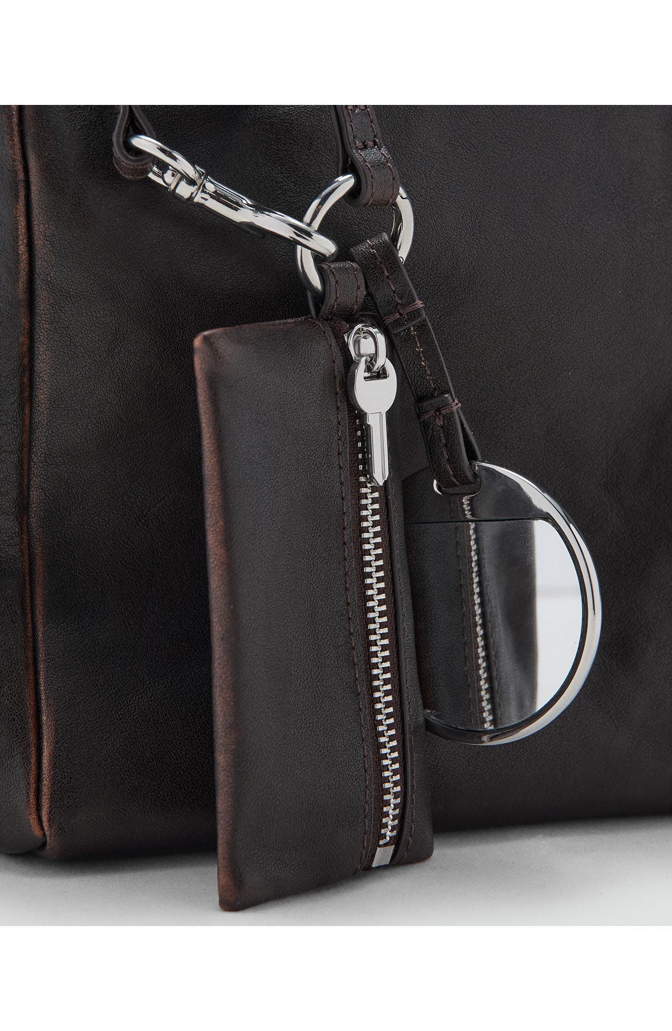 MANGO Leather Handbag with Charms, Alternate, color, 