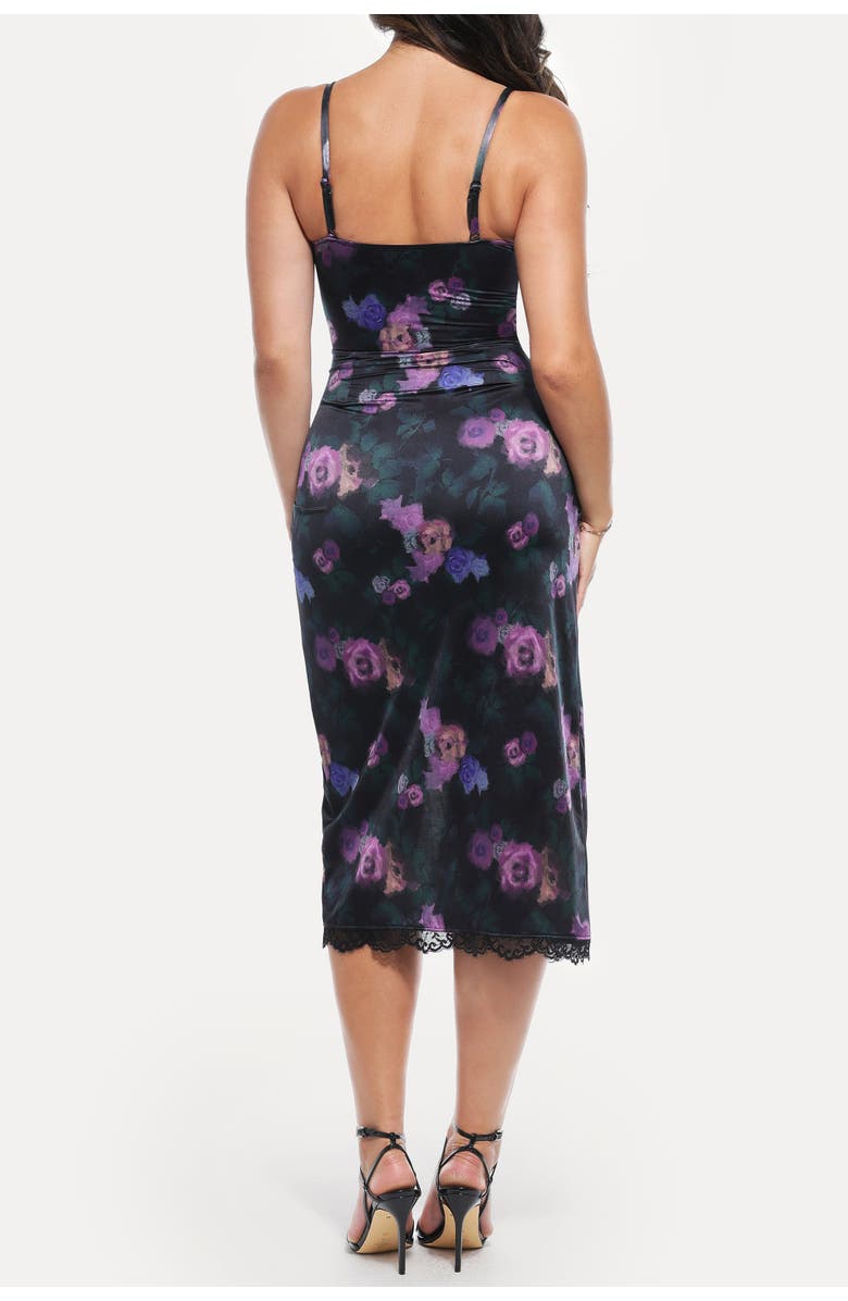 Popilush Resort-Ready Lace Trim Sculpting Floral-Print Midi Shaper Dress, Alternate, color, Nocturne Floral