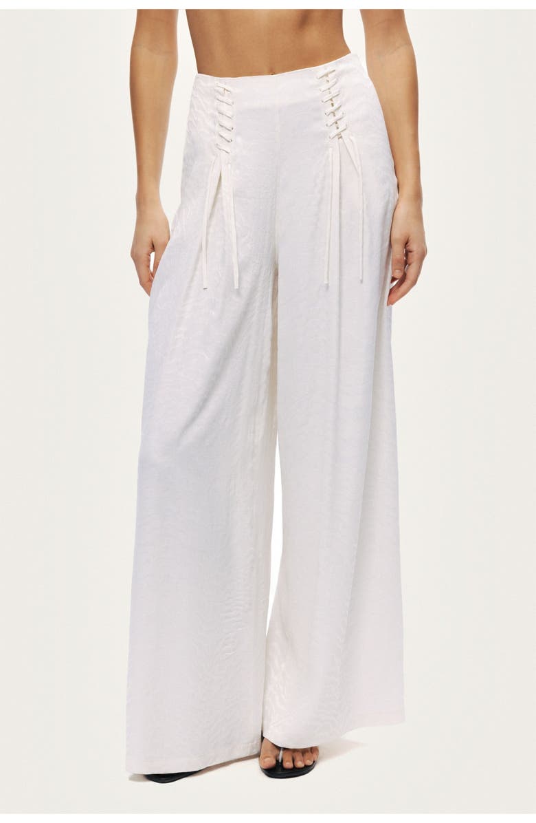 Nocturne Lace Up Wide Leg Pants, Alternate, color, Ivory