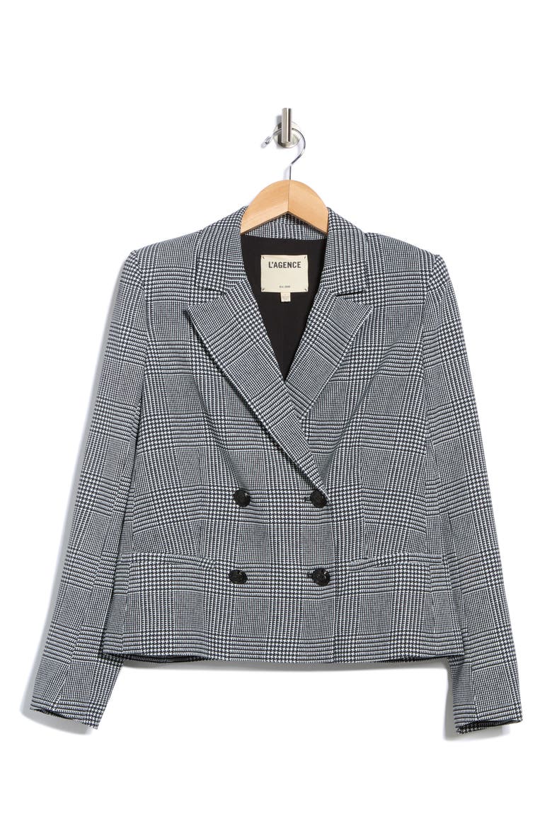 Atmore Houndstooth Double Breasted Blazer, Alternate, color, WHITE/ BLACK GLEN PLAID