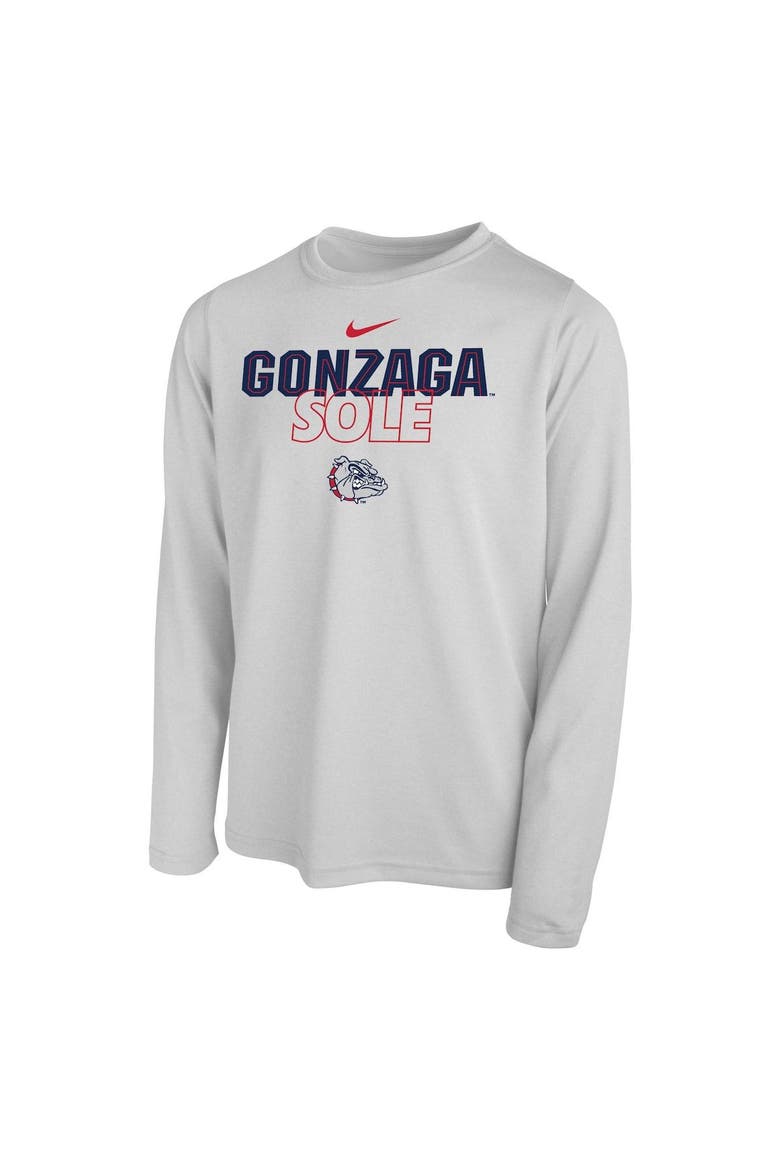 Youth Nike  White Gonzaga Bulldogs 2023 On Court Sole Bench T-Shirt, Alternate, color, White