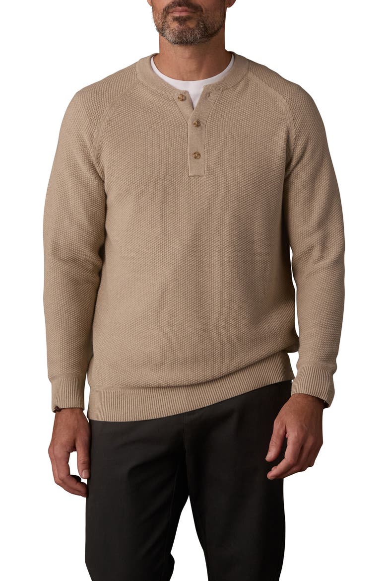 The Normal Brand Textured Cotton Blend Henley Sweater (Men