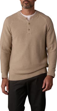 The Normal Brand Textured Cotton Blend Henley Sweater