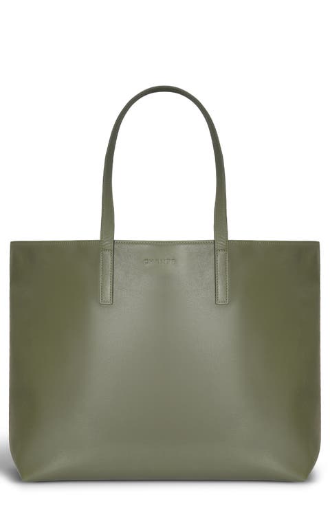 Onyx Leather Open Tote