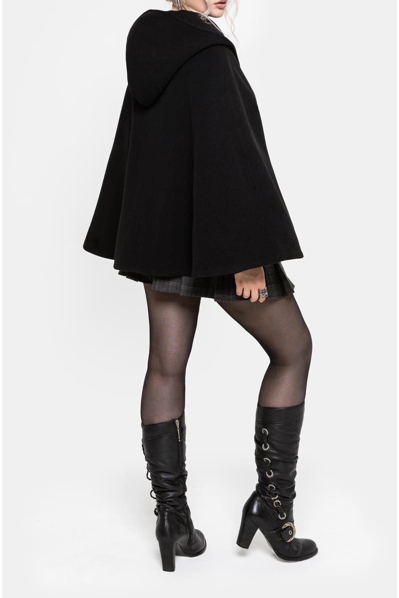 Althea Hooded Spider Pin Detail Cape, Alternate, color, Black