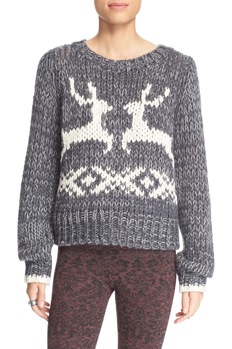 'Dancer and Prancer' Sweater, Main, color, GREY COMBO