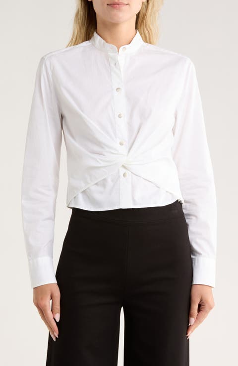 Rita Twist Front Cotton Button-Up Shirt