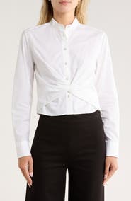 rag & bone Rita Twist Front Cotton Button-Up Shirt