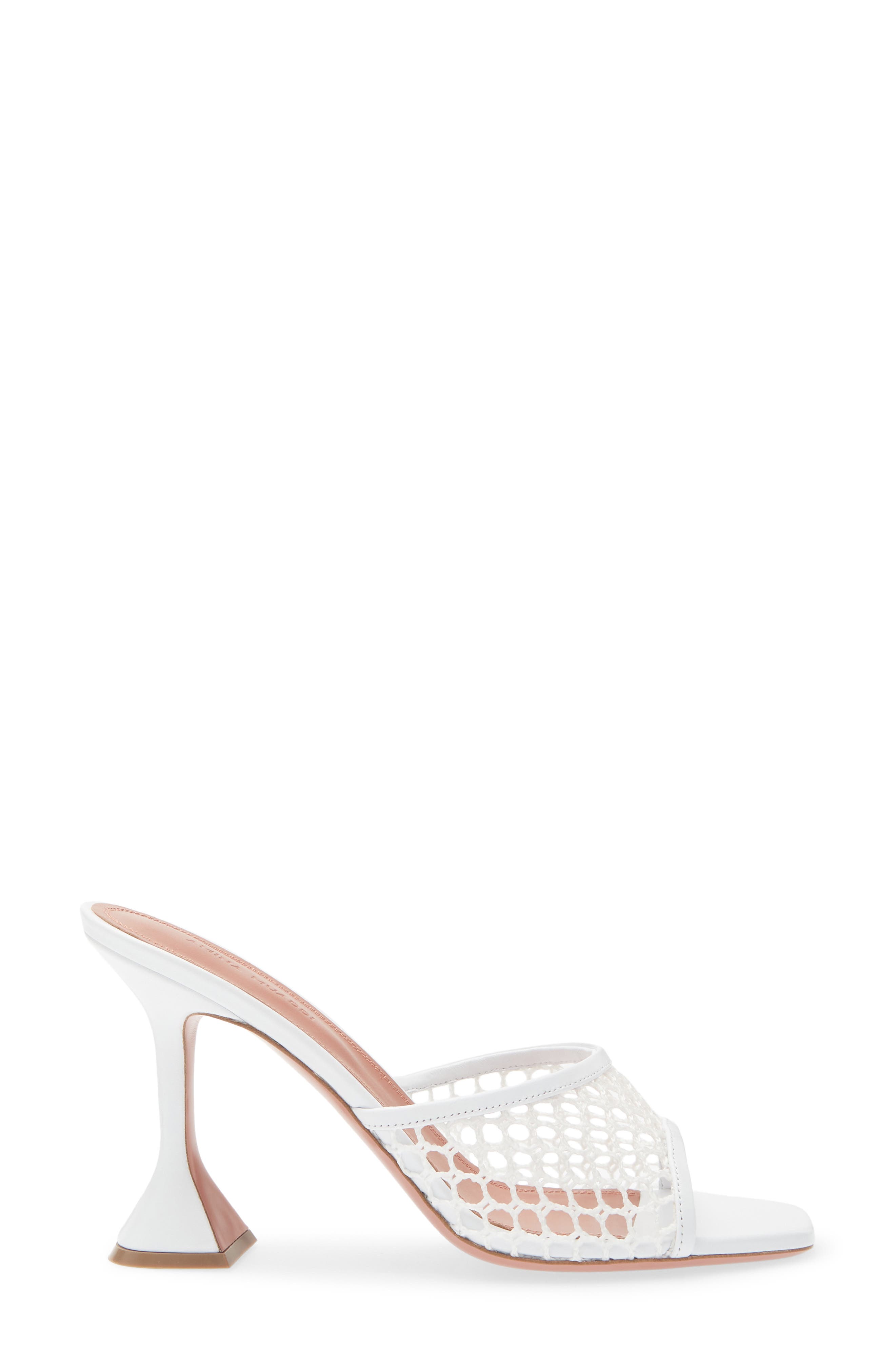 Amina Muaddi Lupita Net Slide Sandal, Alternate, color, White Net White Nappa