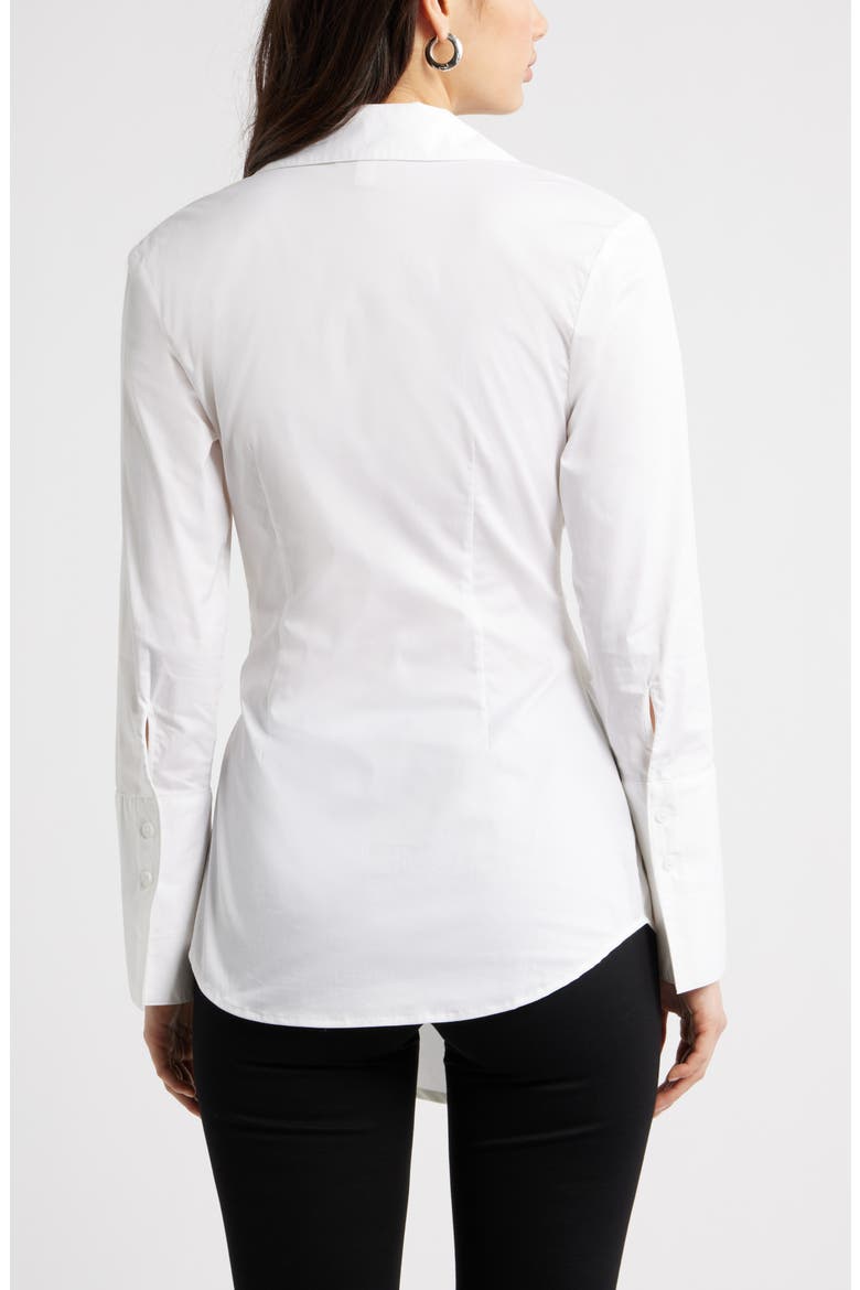 Waist Tie Cotton Poplin Button-Up Shirt, Alternate, color, WHITE