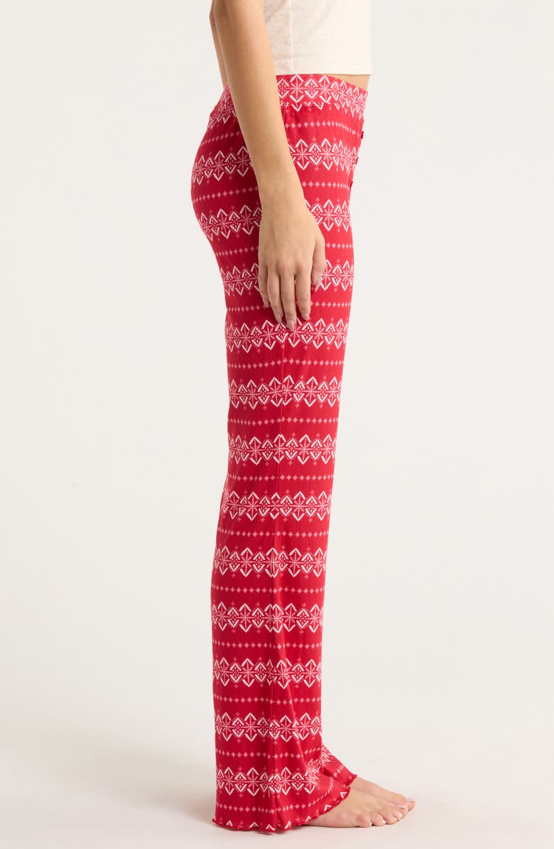 PJ Salvage Crazy for the Holidays Brushed Pointelle Pajama Pants, Alternate, color, Samba Red