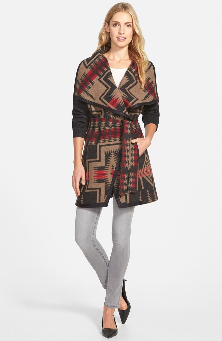 Pendleton Jacquard Wool Blanket Wrap Coat, Alternate, color, 