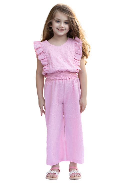 Girls Springtime Blush Textured Top and Matching Pant Set (Toddler, Little Kid & Big Kid)