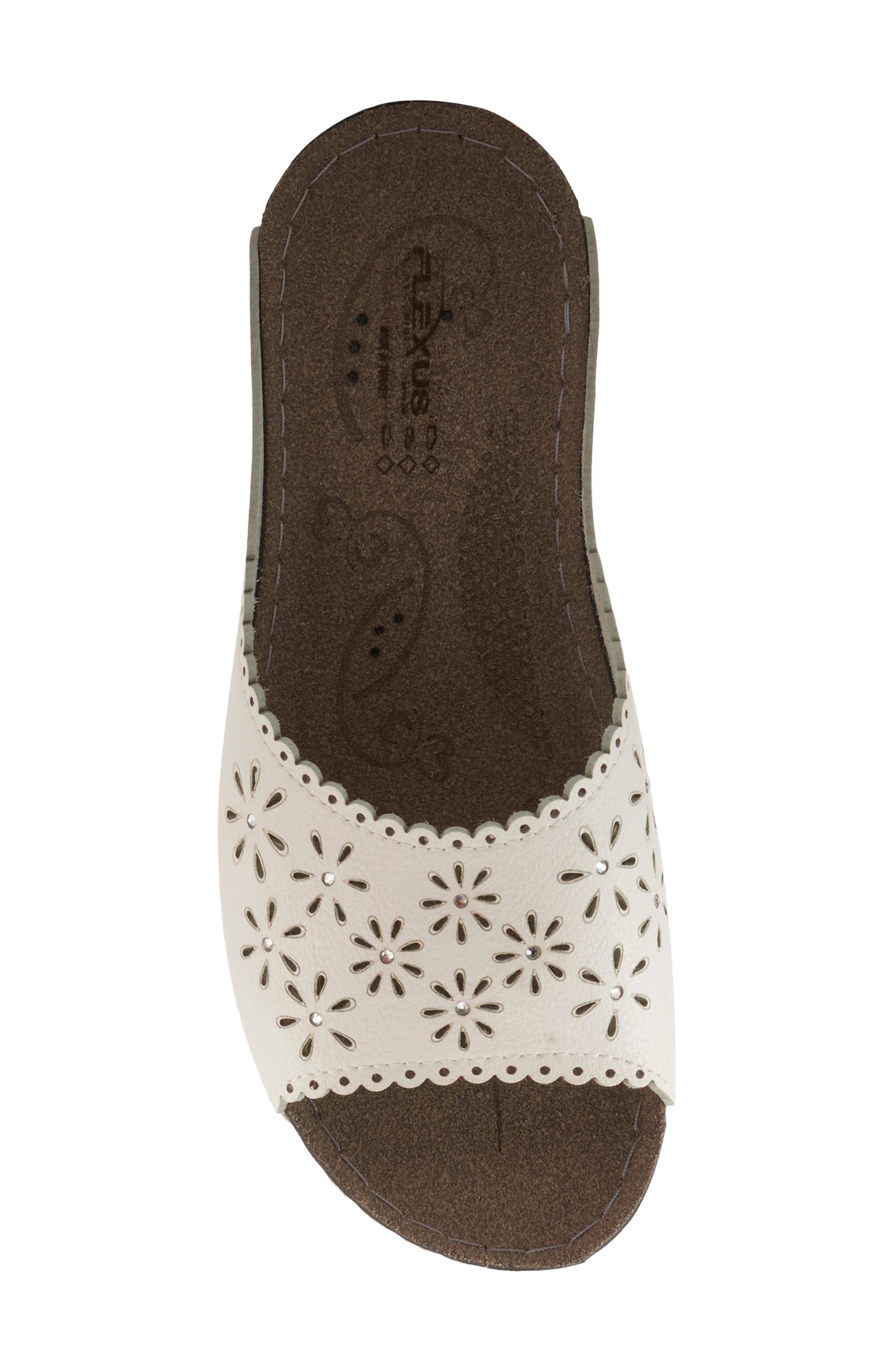 Rhinestone Lasercut Slide Sandal, Alternate, color, WHITE