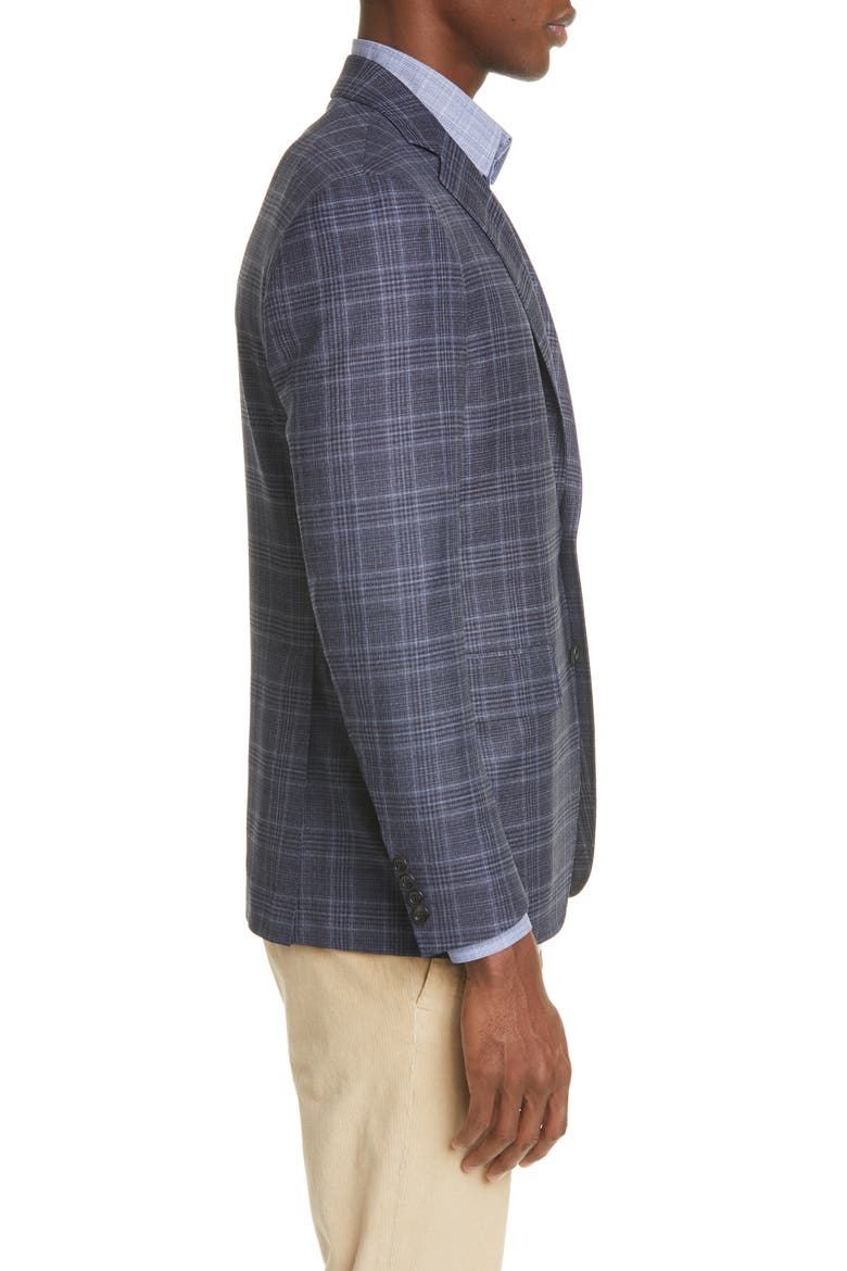 Kei Trim Fit Stretch Plaid Wool Sport Coat, Alternate, color, NAVY