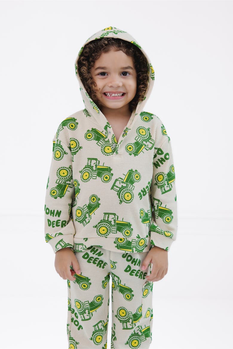 Hoodie and Thermal Pants Set, Alternate, color, Wood Ash Green