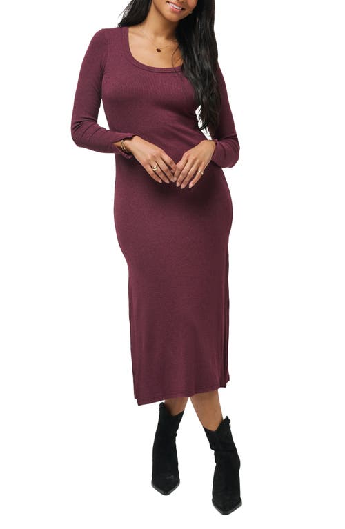 Travismathew Cloud Retreat Long Sleeve Rib Dress In Heather Winetasting