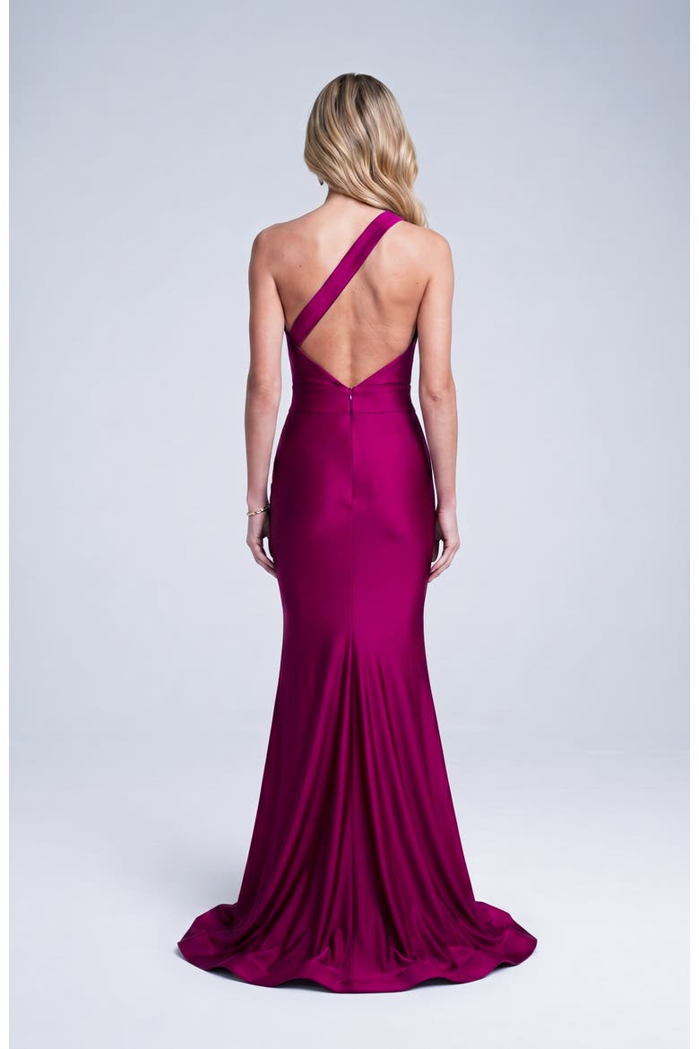 Asymmetrical Cutout Mermaid Evening Gown, Alternate, color, Magenta