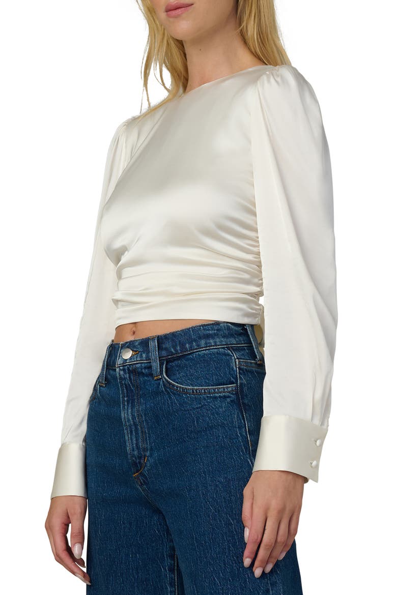 The Marie Tie Back Satin Top, Alternate, color, ECRU