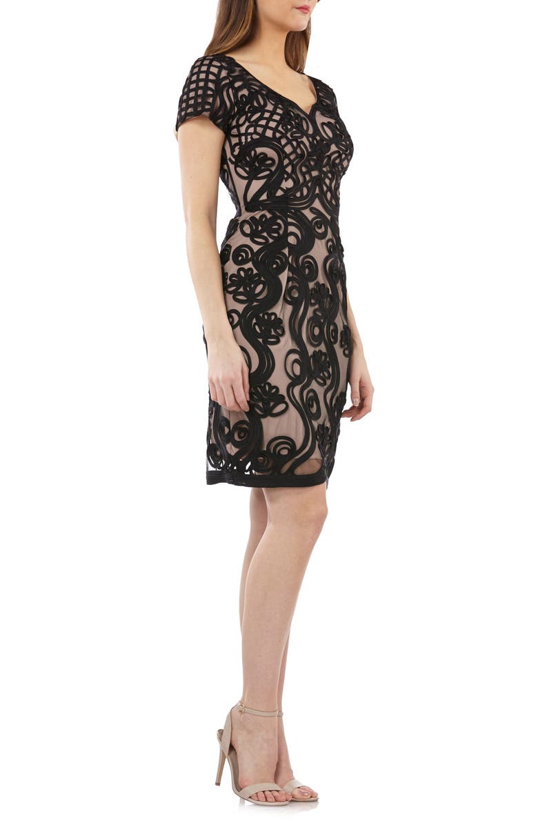 JS Collections Soutache Mesh Sheath Dress, Alternate, color, 