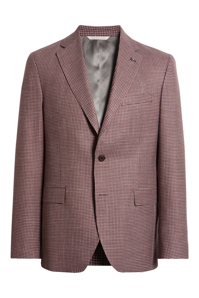 McAllen Micro Houndstooth Wool & Silk Blend Sport Coat, Alternate, color, BERRY
