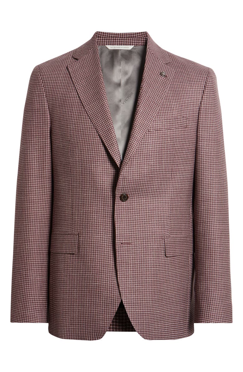 Jack Victor McAllen Micro Houndstooth Wool & Silk Blend Sport Coat, Main, color, Berry